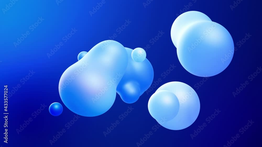 Poster 3d abstract background with droplets of molten wax merge and fly apart drops in liquid. subsurface s