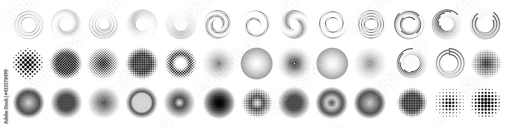 Wall mural halftone dot circle frame vector. round dotted pattern geometric background