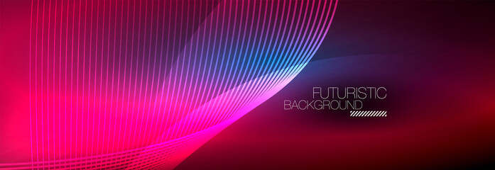 Abstract neon glowing light in the dark with waves. Shiny magic energy and motion concept, vector abstract wallpaper background