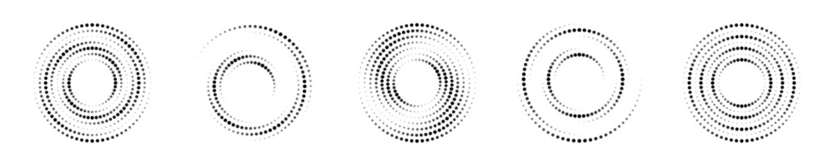 halftone dot circle frame vector. round dotted pattern geometric background