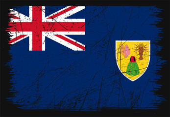 Happy constitution day of Turks and Caicos Islands. Brush flag on shiny black background