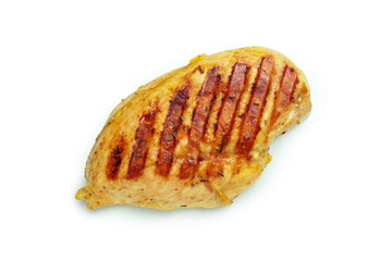 Grilled chicken breast isolated on white background