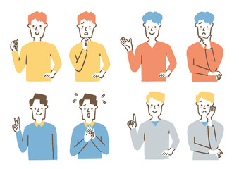 笑顔と困り顔の男性_セット01