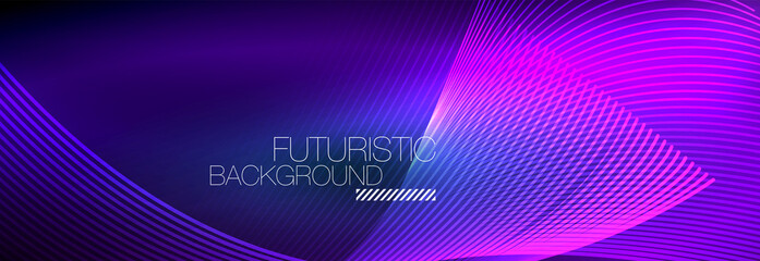 Abstract neon glowing light in the dark with waves. Shiny magic energy and motion concept, vector abstract wallpaper background