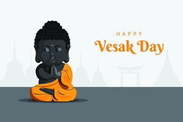 Baby monk meditation pose, happy vesak day
