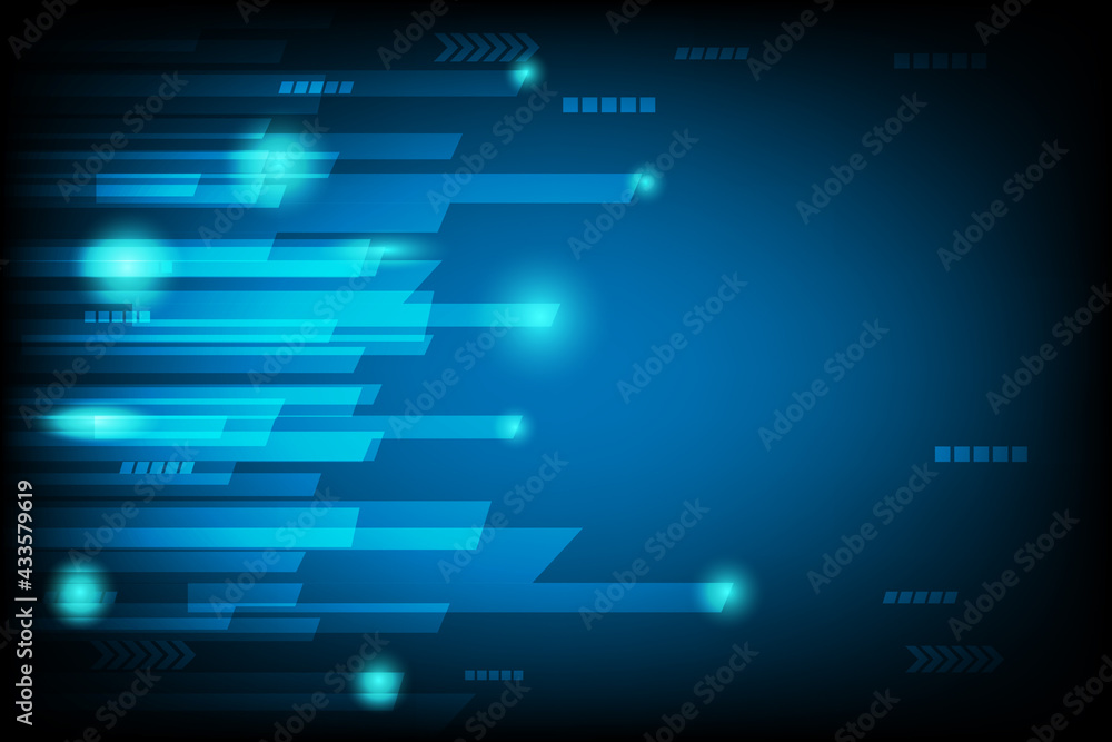 Aufkleber abstract network technology on light blue background with particle light shining in back. science te
