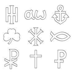 vector icon set with variants of Christian symbols for your project