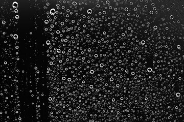 Naklejka na ściany i meble black wet background / raindrops for overlaying on window, concept of autumn weather, background of drops of water rain on glass transparent