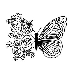 Fototapeta premium beautiful black flower butterfly on isolated background