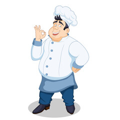 Cheerful chef. Illustration of a funny pastry chef. Character for logo or design.
