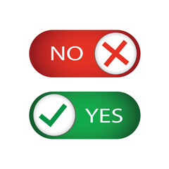 No red cross and Yes green checkmark   switch button. vector illustration.