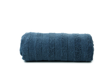Blue folded towel isolated on white background