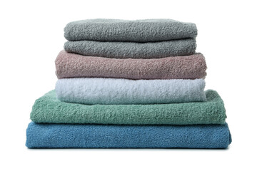 Stack of towels isolated on white background