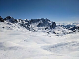 beautiful ski tour in Sankt Antonien. A lot of snow in the raetikon area. Pure winter sport. Adventure in the mountains