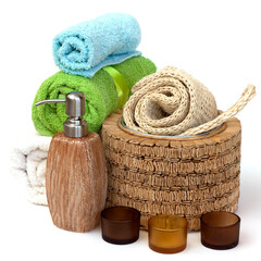 Ceramics Shampoo bottle with towels