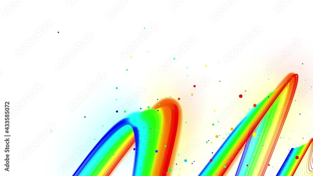 Aufkleber rainbow color glow lines fly in the air, smoothly oscillation and wave. 3d abstract looped creative 