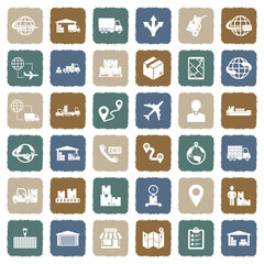 Supply Chain Icons. Grunge Color Flat Design. Vector Illustration.