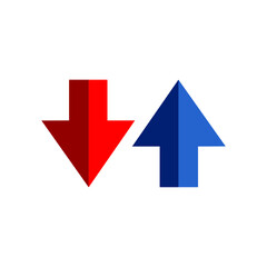 vector of two red and blue arrows facing up and down