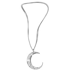 Necklace Moon Isolated On A White Background Hand Drawn Illustration	