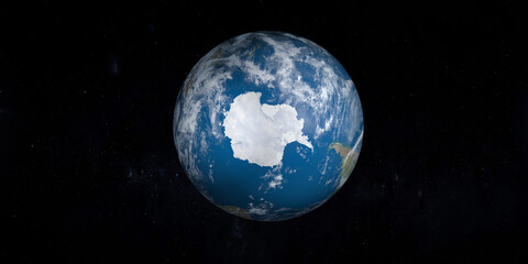 Antarctica, South Pole, in planet Earth, aerial view from outer space - obrazy, fototapety, plakaty