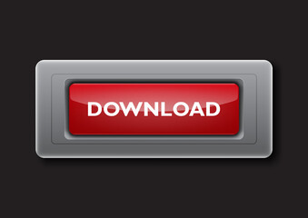 Red download button vector illustration