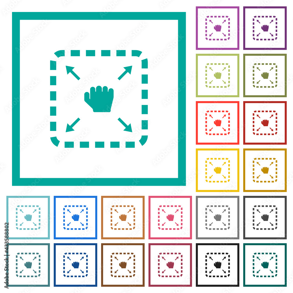 Poster drag item flat color icons with quadrant frames