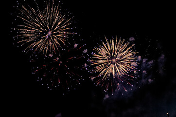 A Fireworks display at night