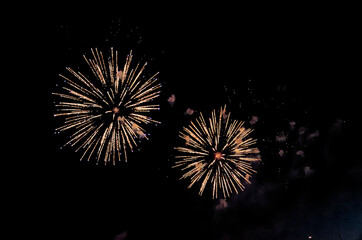 A Fireworks display at night