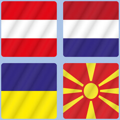 Flags of the participating teams with the text for the European Cup.