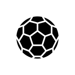 Football or Soccer Ball Icon In Glyph Style. The Ball is Round, Covered with Leather or Some Other Suitable Material. Vector illustration Icon Can be Used for an App, Website, or Part of Logo.