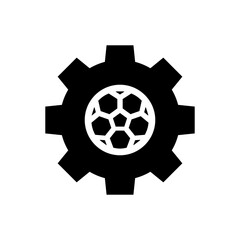 Obraz premium Football or Soccer Gear Vector icon in Glyph Style. a gear with soccer ball is a symbol of settings or menu. Vector illustration icons can be used for apps, websites, or part of logo.