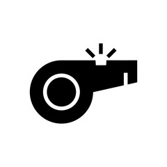 Football or Soccer Whistle icon in Glyph Style. A whistle is an object used by a referee in a match. Vector illustration icons can be used for applications, websites, or part of a logo.