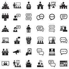Speech Icons. Black Flat Design. Vector Illustration.