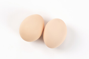 Raw native chicken eggs on white background