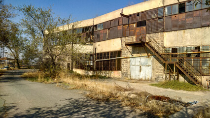 Fototapeta na wymiar territory of an abandoned power plant in yerevan