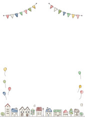 夏の住宅街風景フレーム