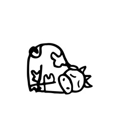 Cheerful funny cow. illustration. Sleeping. Cartoon sketch style. Hand outline drawing of animal. vector