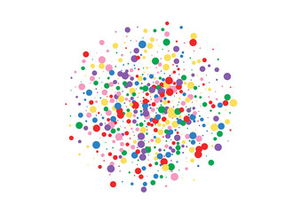 Orange Round Glitter Illustration. Circle Splatter Background. Red Carnival Confetti. Blue Fall Dot Texture.