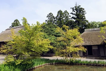 Fototapeten 日本の古い茅葺きの家の風景 © masamasa3