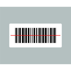 image of barcode in white box and red line in the middle