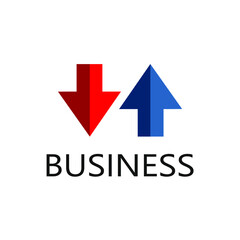 two red and blue arrows facing down and up