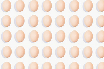 Creative layout made of eggs on white background. Flat lay. 