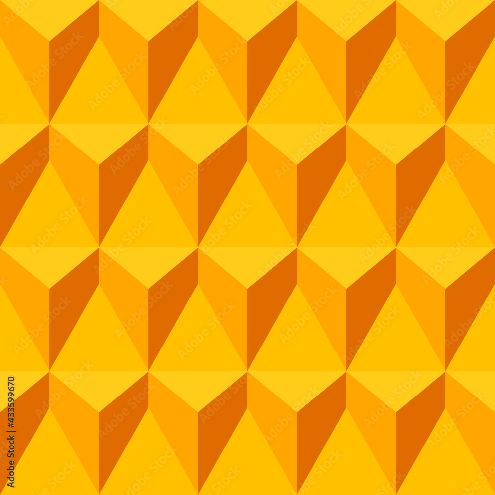 Poster yellow abstract seamless pattern of geometric figures. repeating vector texture with 3 dimensional t