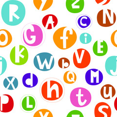 Seamless vector background. English alphabet. abc. Lettering. Multicolored letters. Education of children. Poster.
