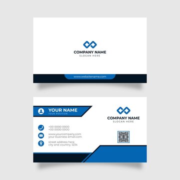 White And Blue Professional Business Card Template