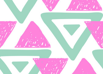 Triangle hand made seamless pattern. Vector illustration.