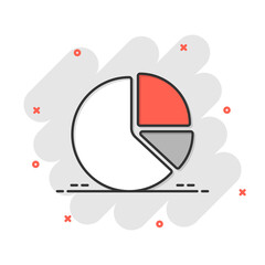 Chart icon in comic style. Diagram cartoon vector illustration on white isolated background. Statistics splash effect business concept.