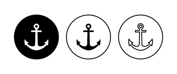 Anchor icon set. Anchor symbol logo. Anchor marine icon.