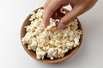 Popcorn made of corn on white background