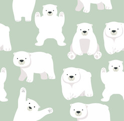 Cute Polar bear funny seamless pattern